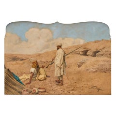 Aquarelle orientaliste italienne de la fin du XIXe siècle de Giulio Rosati