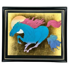 Guillaume Azoulay Equus Gold Leaf Running Horse Serigraph Limited Edition 12/12