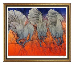 Guillaume Azoulay Large Hand Signed Horse Serigraph Andante Authentic Artwork