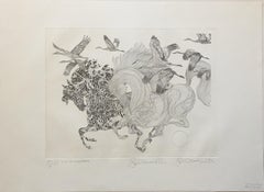 Guillaume Azoulay, Le Vol de Grues, 2016, Horses, Etching on Paper