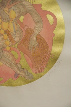 Titolo "Aquarius Lavis" Stampa all'acquaforte con foglia d'oro, LE: 6/50.
