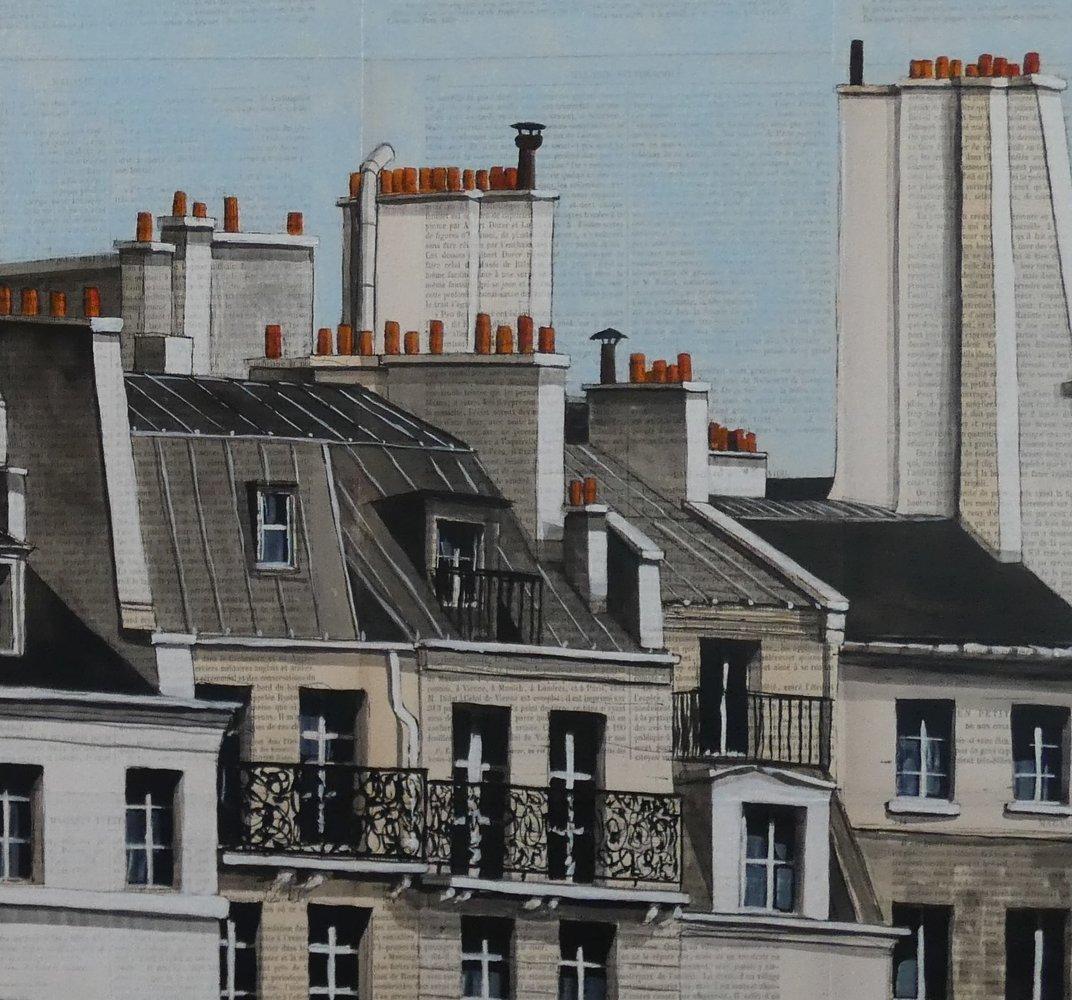 Before by Guillaume Chansarel - Urban Landscape painting, Roofs of Paris - Painting by Guillaume Chansarel (Guiyome)
