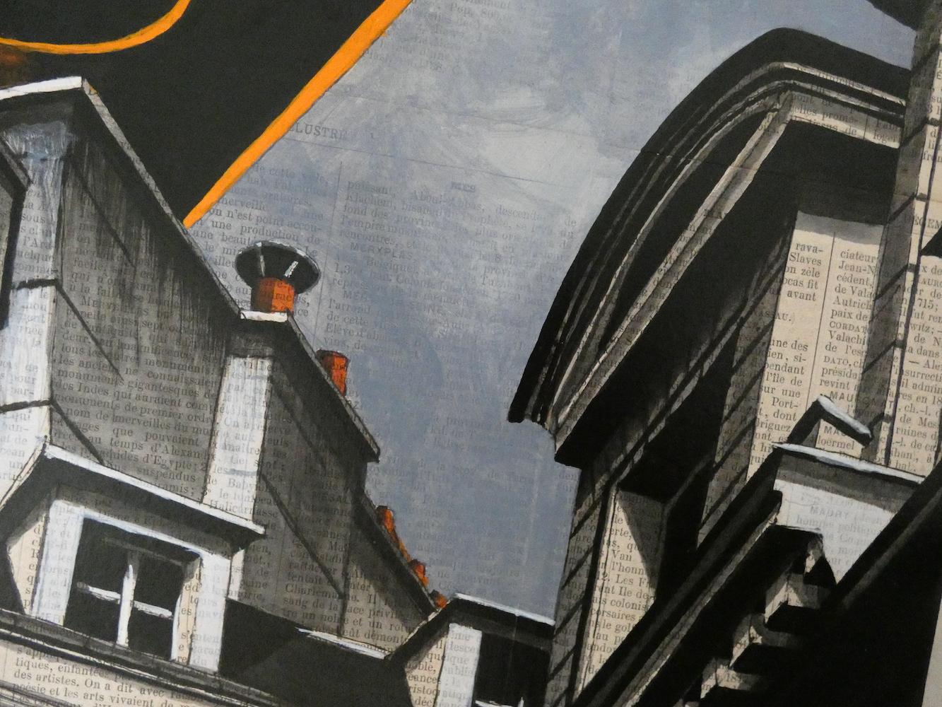 Epreuve de l'Irréel n°2/19 de Guillaume Chansarel - Pintura paisaje urbano - Landscape Painting Negro de Guillaume Chansarel (Guiyome)