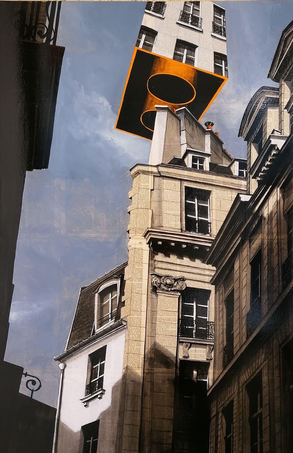 Landscape Painting di Guillaume Chansarel (Guiyome) - Epreuve de l'Irréel n°2/19 di Guillaume Chansarel - Pittura di paesaggio urbano