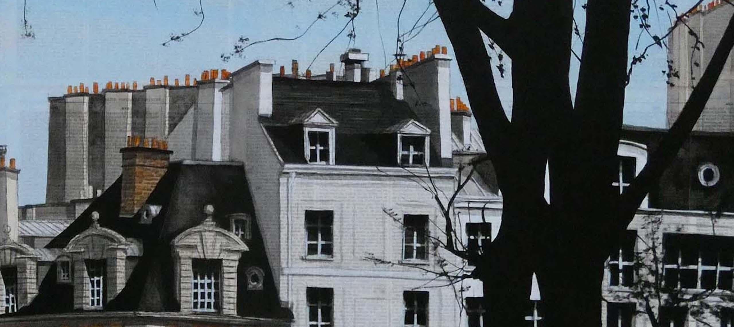 Epreuve de l'Irréel n°8/19 von Guillaume Chansarel- Städtische Landschaftsmalerei (Blau), Landscape Painting, von Guillaume Chansarel (Guiyome)