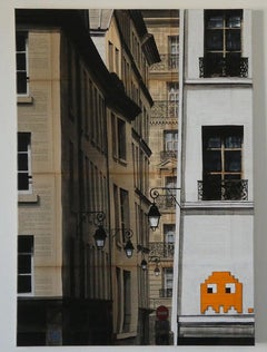 Ghost 2 de Guillaume Chansarel, peinture de paysage urbain, Paris, bâtiments