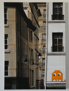 Ghost 2 di Guillaume Chansarel - Pittura di paesaggi urbani, Parigi, edifici