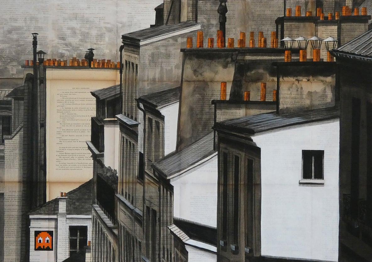 Landscape Painting Guillaume Chansarel (Guiyome) - Ghost 3 de Guillaume Chansarel - Peinture de paysage urbain, Paris