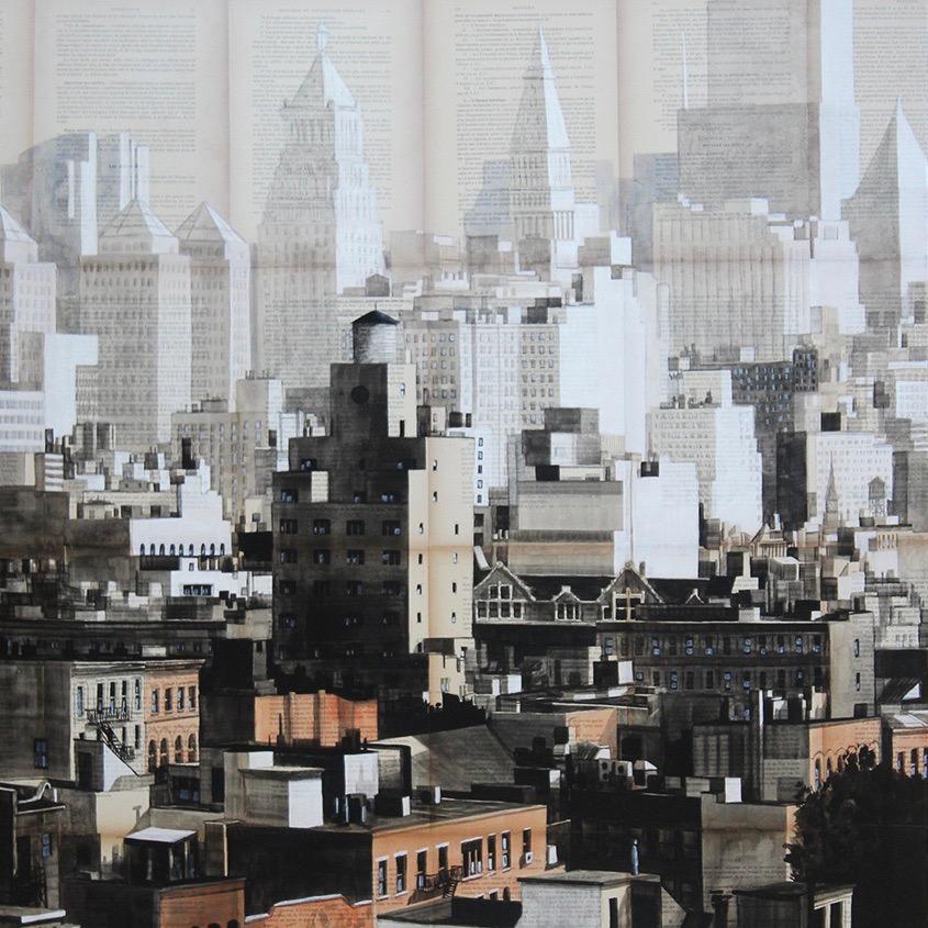 Gotham by Guillaume Chansarel - Urban landscape painting, New York City - Painting by Guillaume Chansarel (Guiyome)