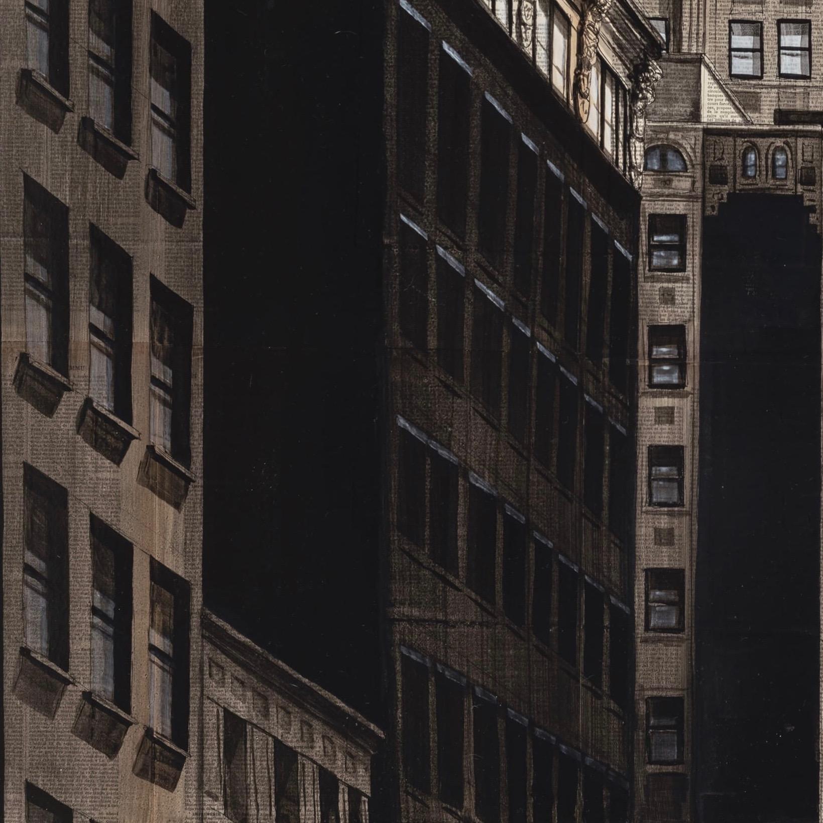 Gothica is a painting by French contemporary painter Guillaume Chansarel. 
Through his figurative paintings, Guillaume Chansarel seeks to capture the graphic identity of a city (in this case, New York City), in the same way as an architecture