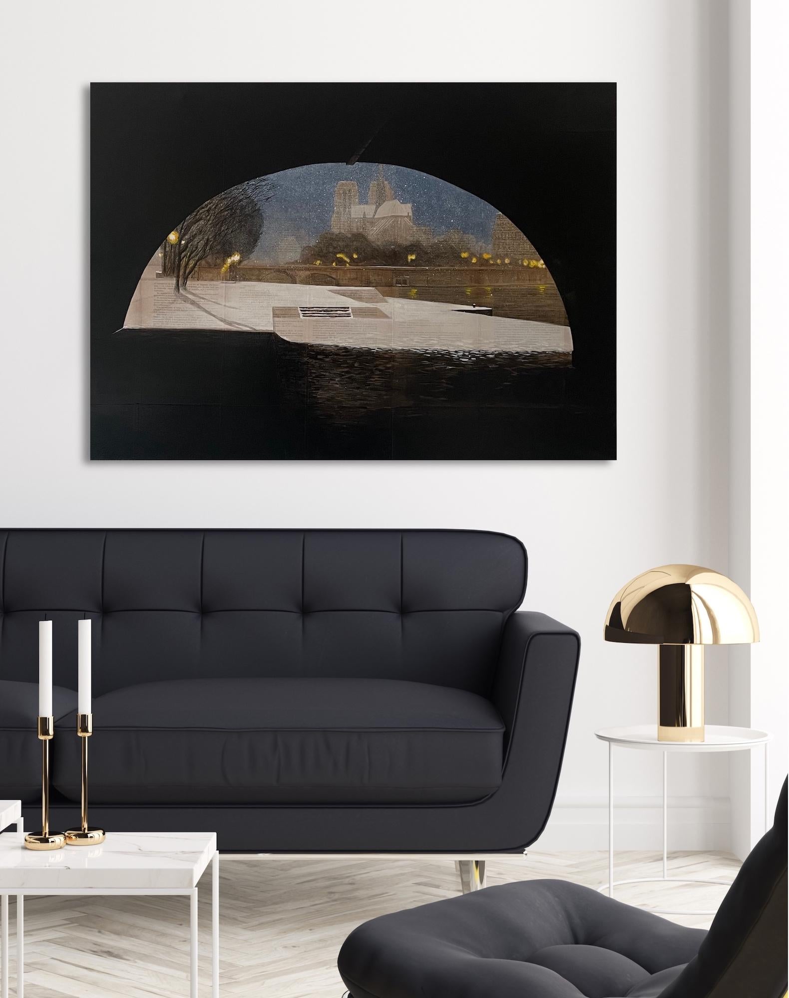 Tête de lit de Guillaume Chansarel - Peinture de paysage urbain, Paris, rues - Painting de Guillaume Chansarel (Guiyome)