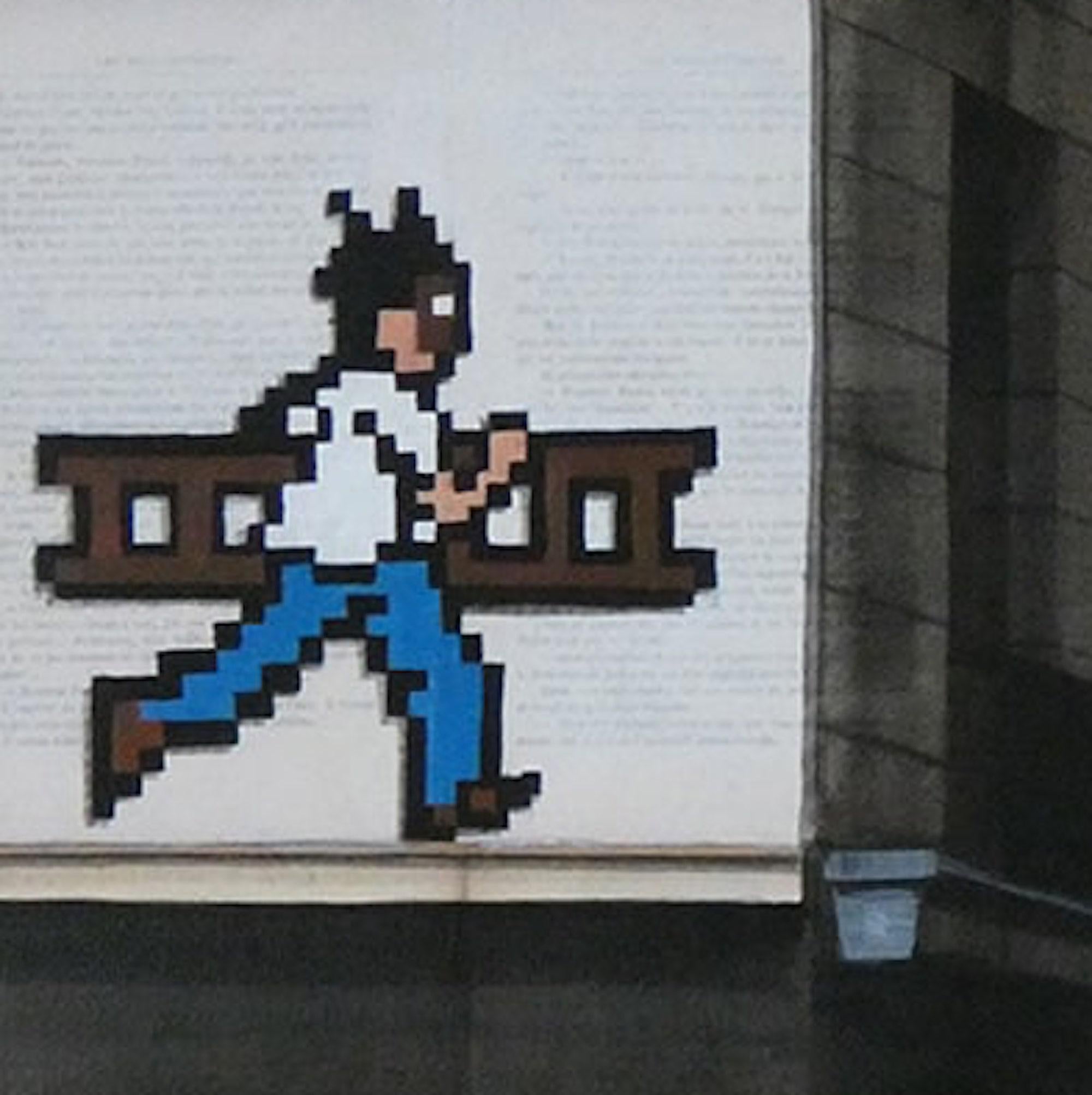 Ladder ist ein einzigartiges Gemälde des zeitgenössischen Künstlers Guillaume Chansarel. Das Gemälde wurde mit Tusche und Acryl auf alten Buchseiten auf Leinwand gemalt und hat die Maße 65 × 92 cm (25,6 × 36,2 in).
Das Kunstwerk ist signiert, wird