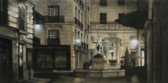 Louis von Guillaume Chansarel - Stadtlandschaft, Paris, Straßen, Abend