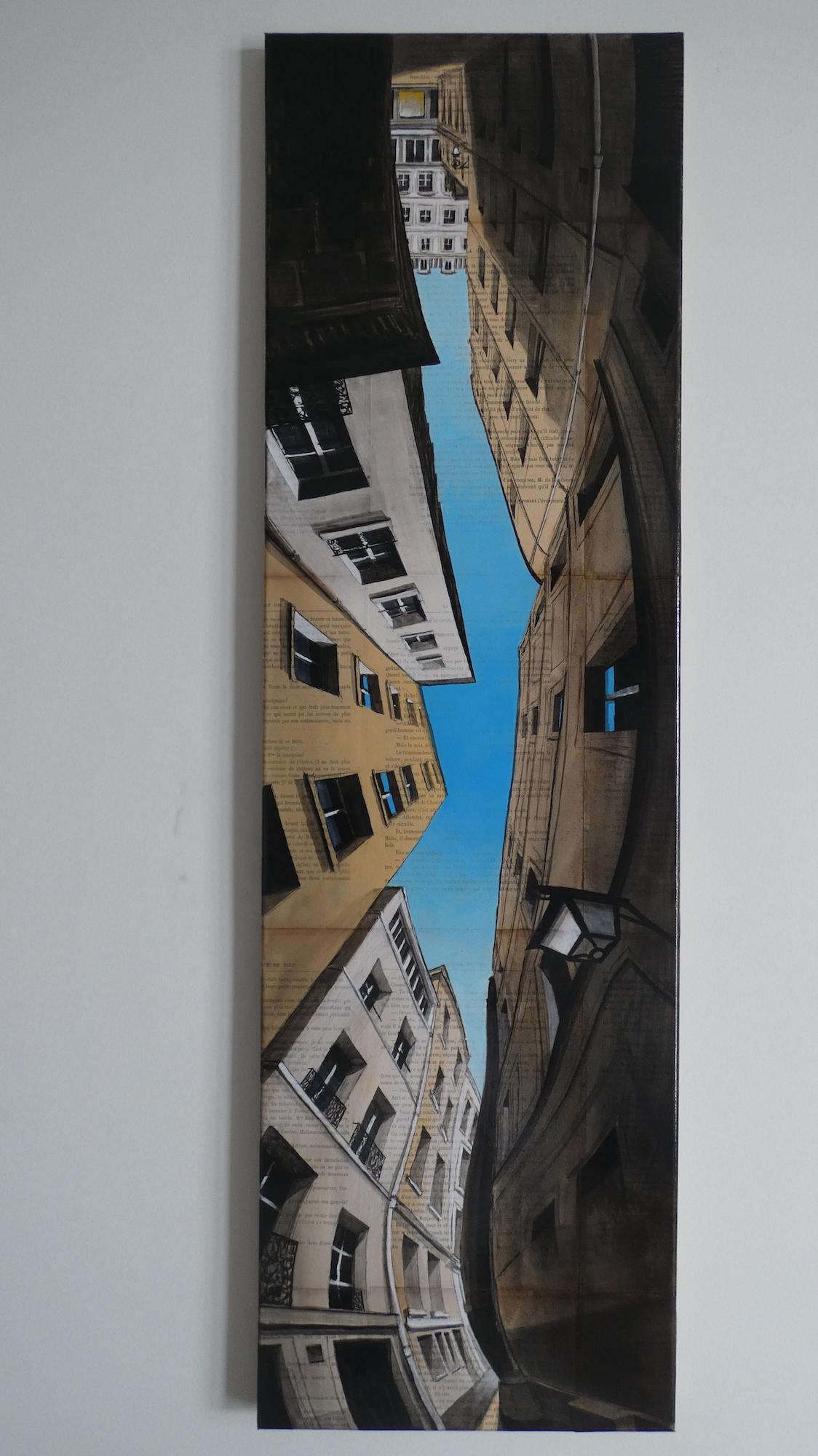 Near Aboukir par Guillaume Chansarel - Peinture de paysage urbain, Paris, rues - Contemporain Painting par Guillaume Chansarel (Guiyome)