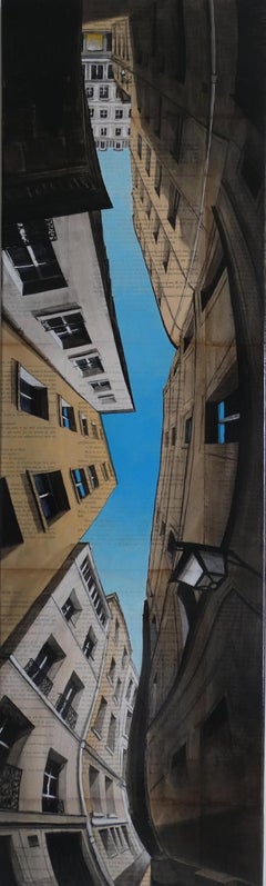 Near Aboukir by Guillaume Chansarel - Urban landscape painting, Paris, streets