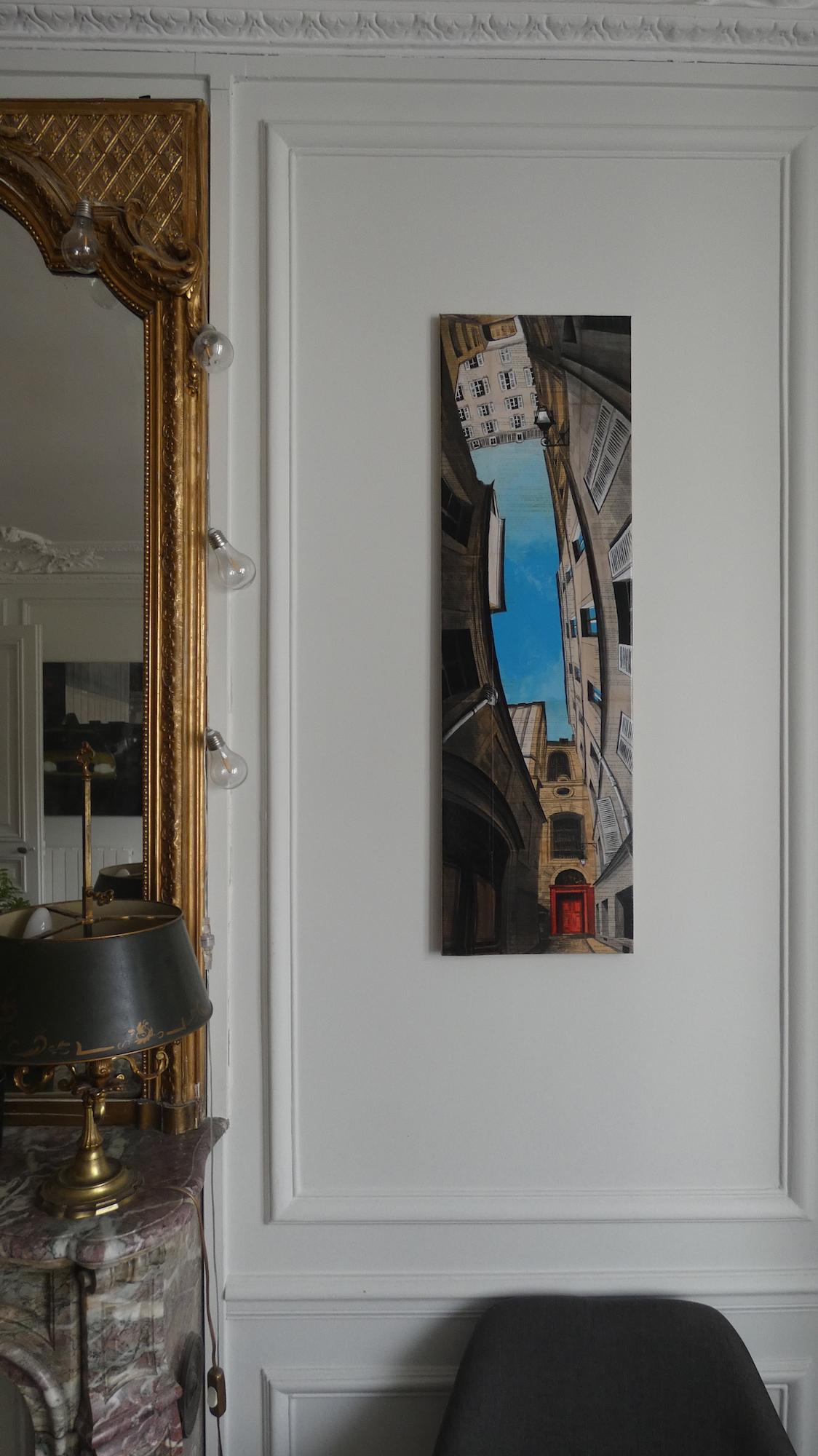 Near Charlemagne by Guillaume Chansarel - Urban landscape painting, Paris, blue en vente 6