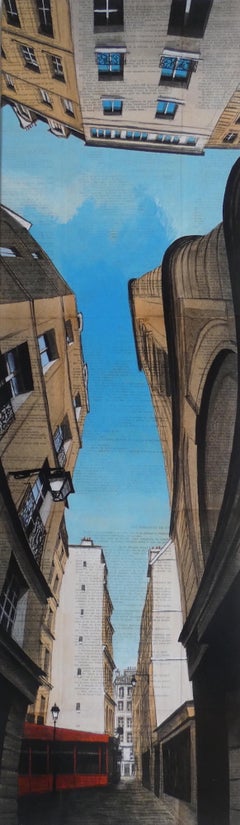 Near Huchette by Guillaume Chansarel - Urban landscape painting, Paris buildings