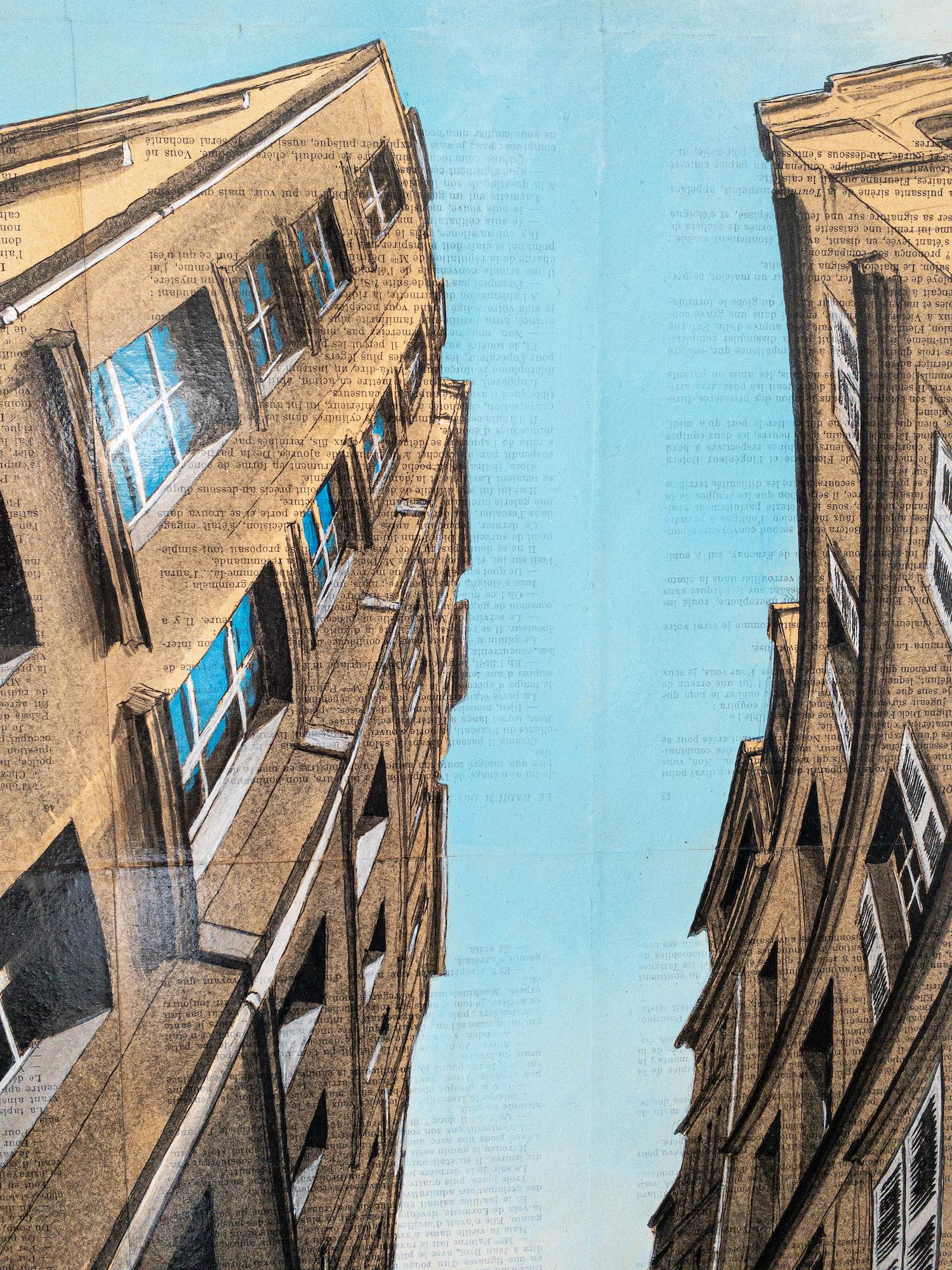 Near la Samaritaine de Guillaume Chansarel, peinture de paysage urbain, Paris en vente 7