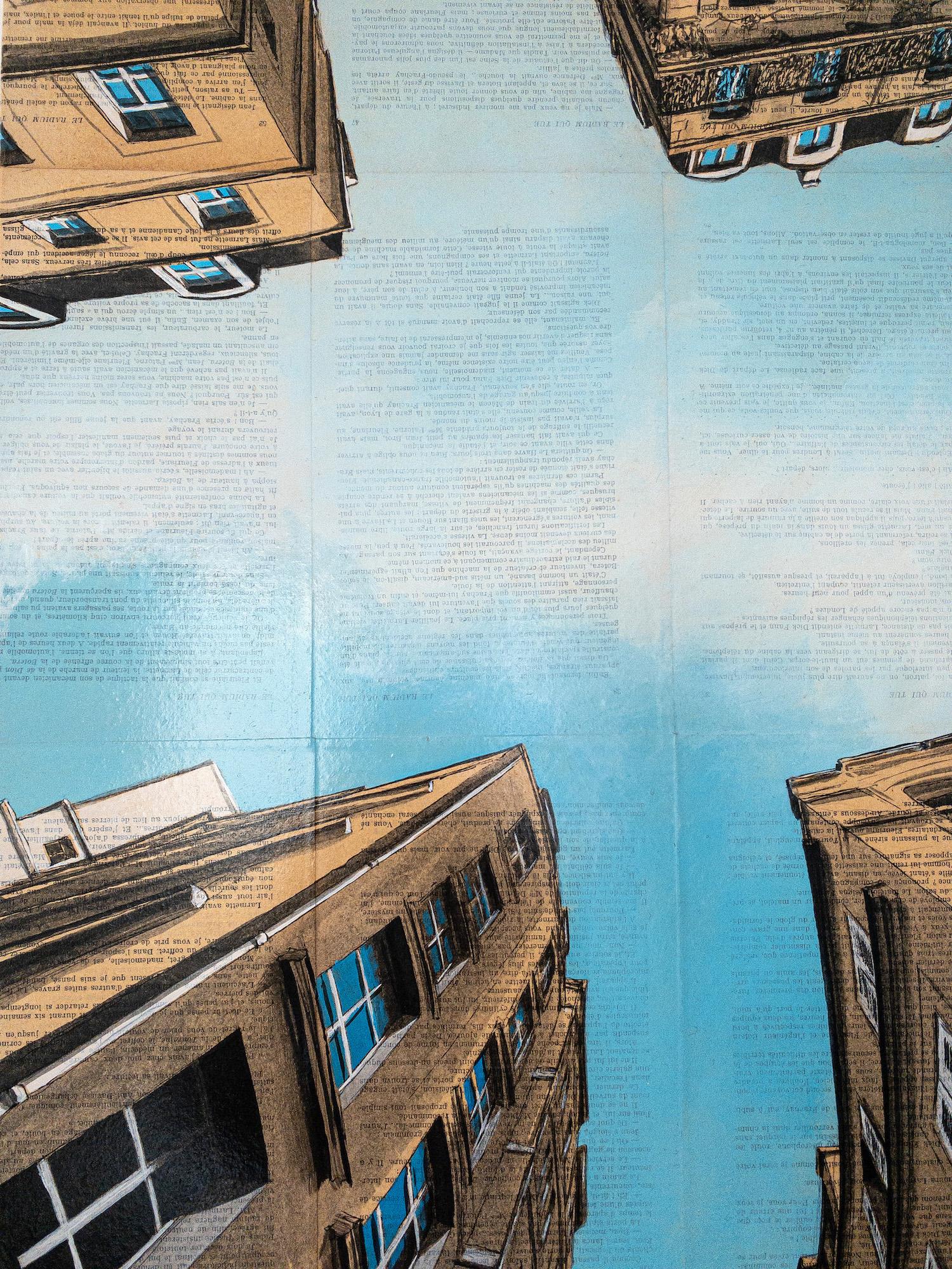 Near la Samaritaine de Guillaume Chansarel, peinture de paysage urbain, Paris en vente 2