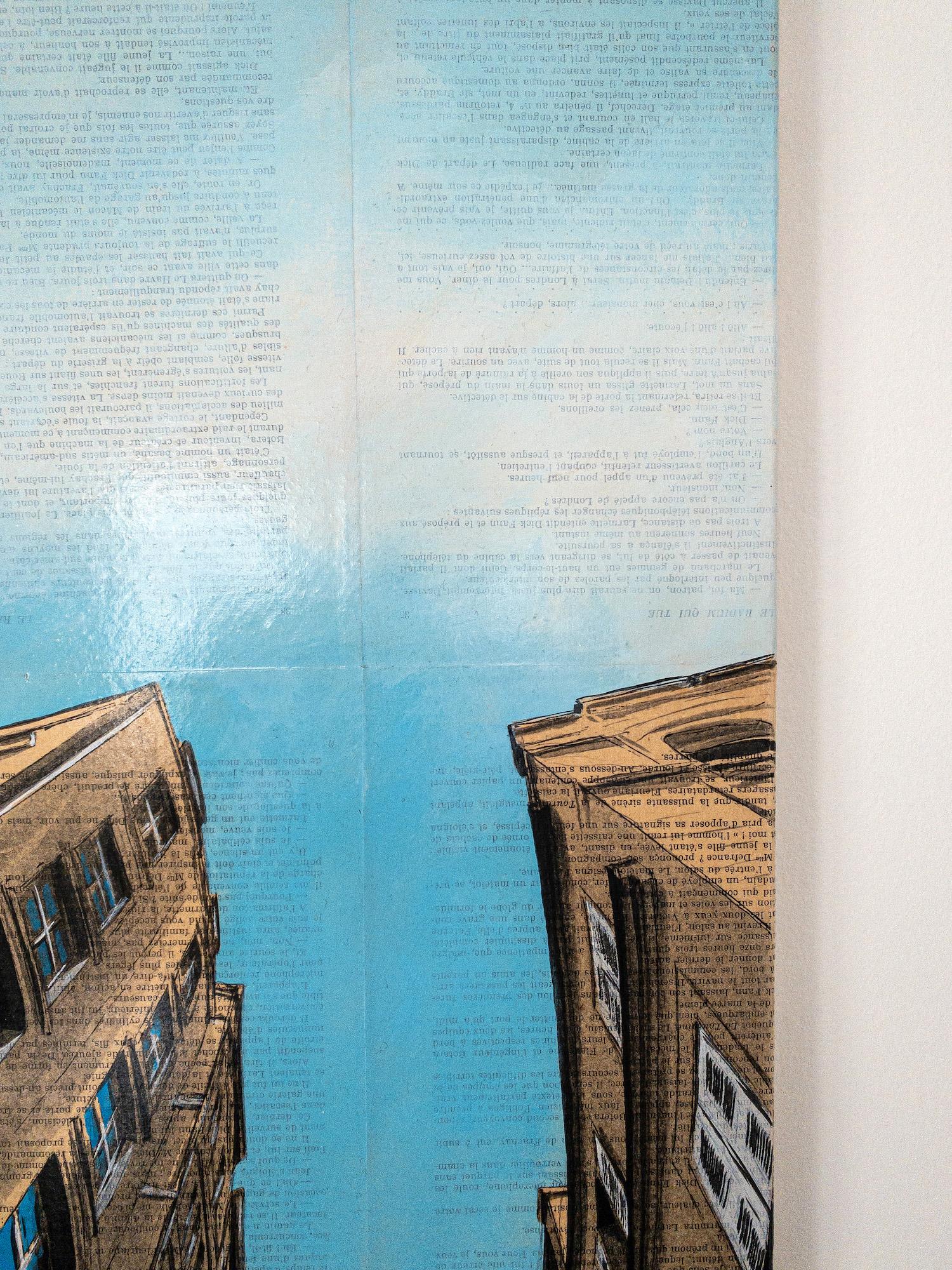 Near la Samaritaine de Guillaume Chansarel, peinture de paysage urbain, Paris en vente 4