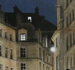 Nicolas II by G. Chansarel - Urban Landscape Painting, Paris Street at Night