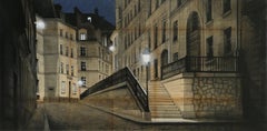 Nicolas II by G. Chansarel - Urban Landscape Painting, Paris Street at Night
