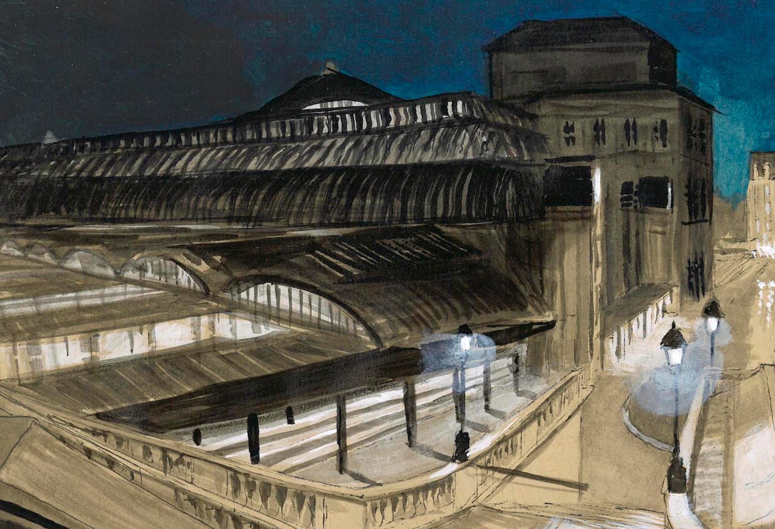 París Noche 2 by Guillaume Chansarel - Pintura paisaje urbano, París, ciudad - Art Contemporáneo de Guillaume Chansarel (Guiyome)