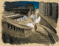 París Noche 2 by Guillaume Chansarel - Pintura paisaje urbano, París, ciudad