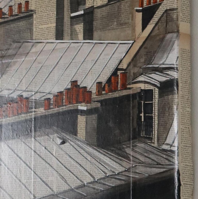 Paris Rooftops II by Guillaume Chansarel - Urban Landscape painting, Paris - Painting by Guillaume Chansarel (Guiyome)