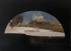 Phare di Guillaume Chansarel - Paesaggio urbano dipinto, Parigi, notte