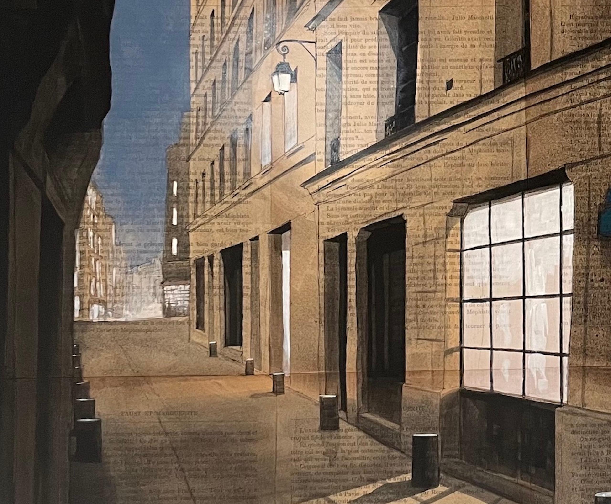 Sabot de Guillaume Chansarel - Peinture de paysage urbain, Paris, rues, soirée - Contemporain Painting par Guillaume Chansarel (Guiyome)