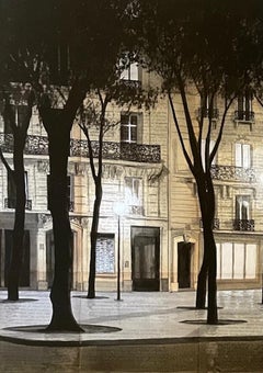 Saint Sulpice by Guillaume Chansarel, Urban View Painting, Paris at Night