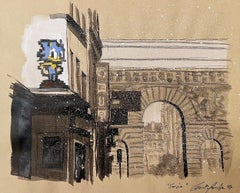 Sonic by Guillaume Chansarel - Urban landscape painting, Paris, buildings, snow