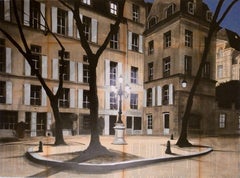 Tre alberi di Guillaume Chansarel - Pittura di paesaggio urbano, Parigi, strade
