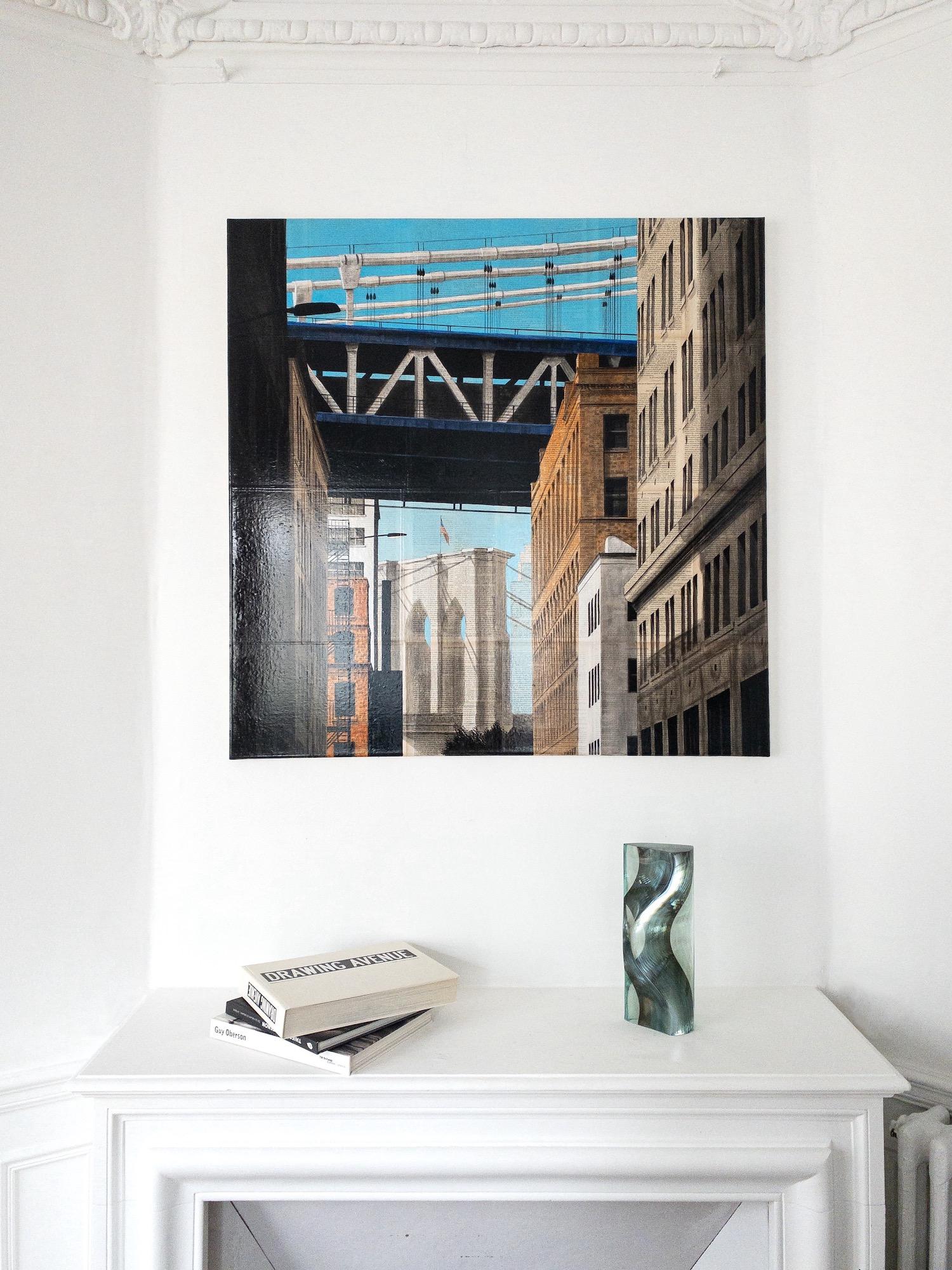 Triangles by Guillaume Chansarel - Urban landscape painting, New York, buildings - Painting by Guillaume Chansarel (Guiyome)