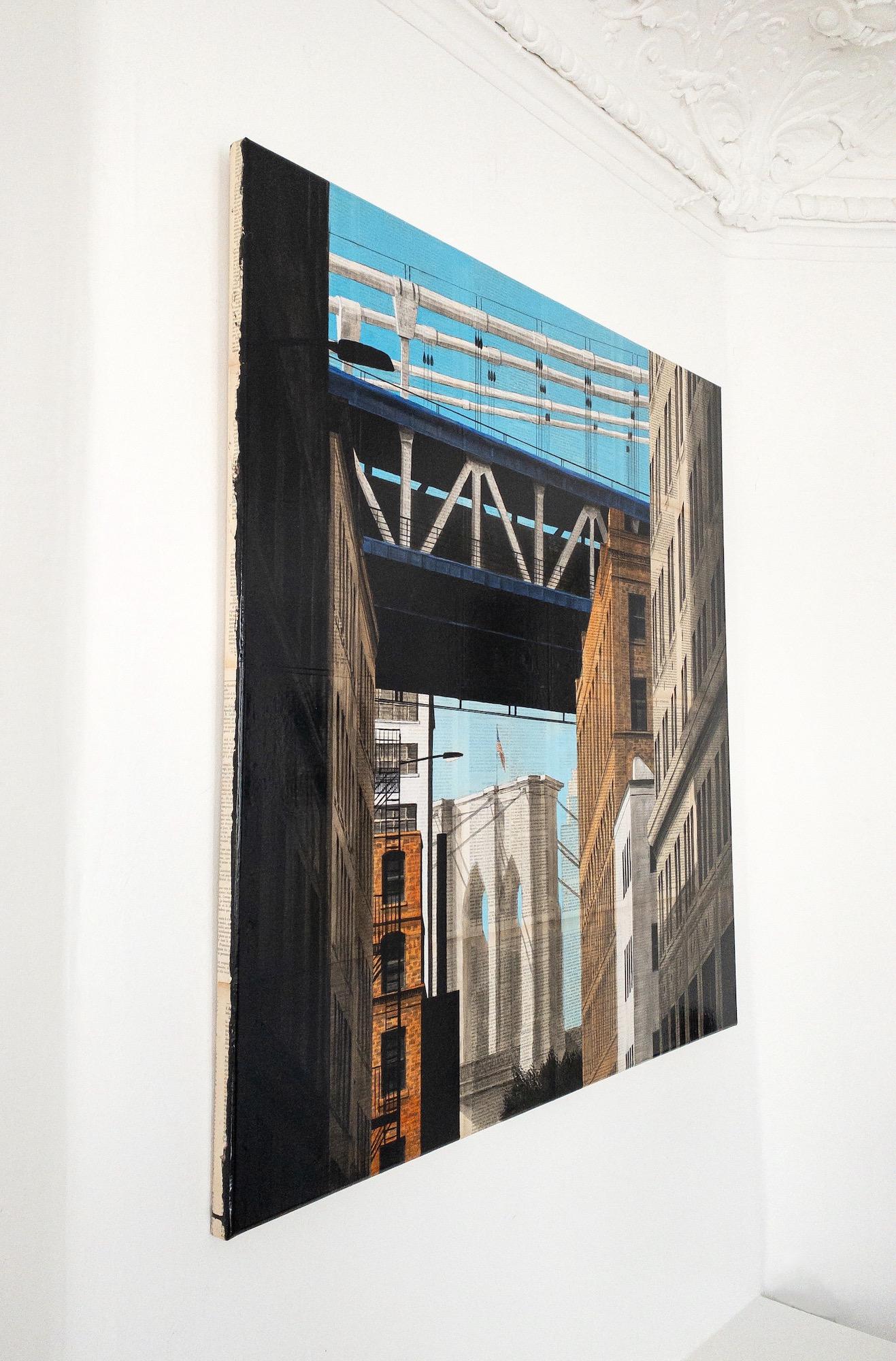 Triangles by Guillaume Chansarel - Urban landscape painting, New York, buildings - Contemporary Painting by Guillaume Chansarel (Guiyome)