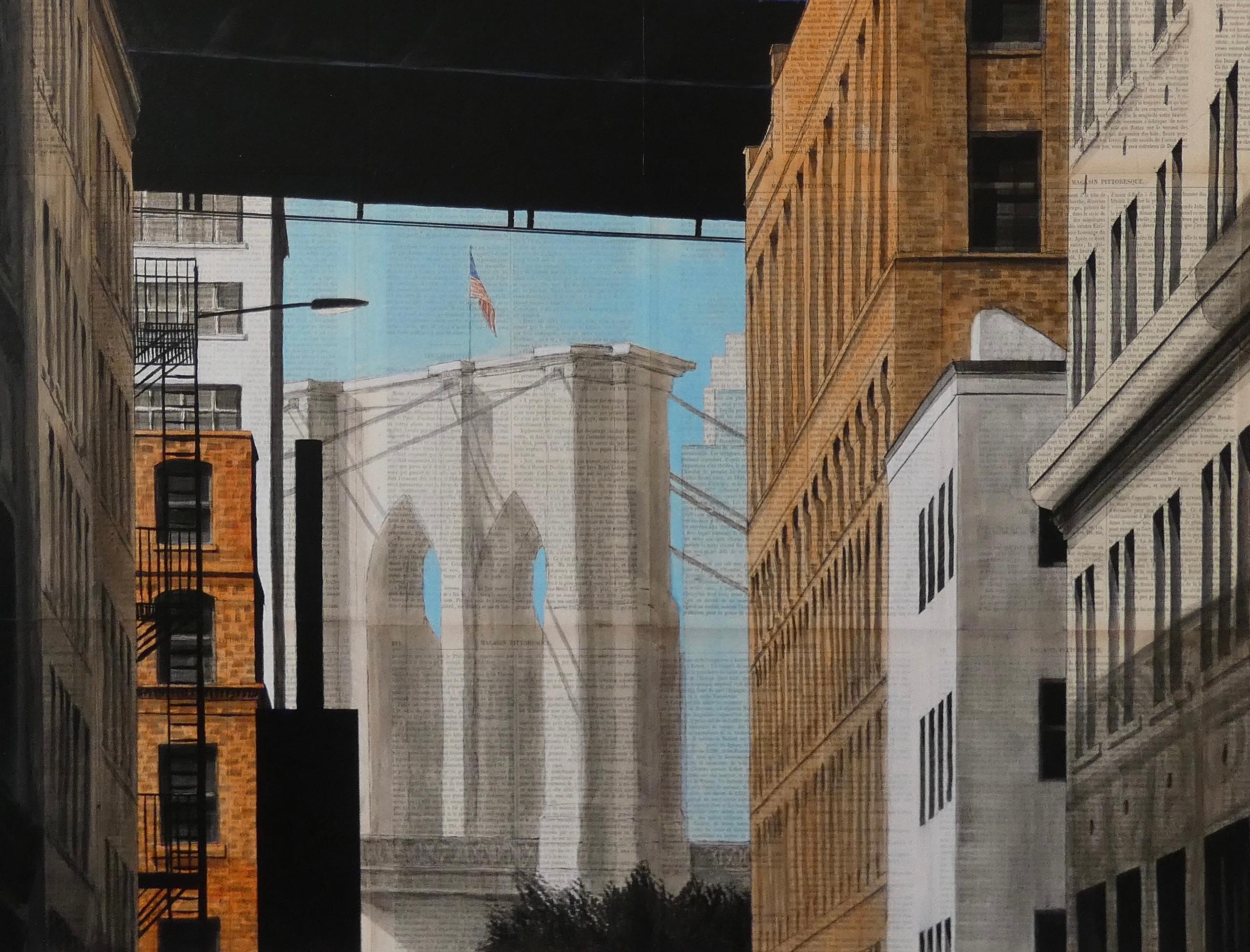 Triangles by Guillaume Chansarel - Urban landscape painting, New York, buildings For Sale 1