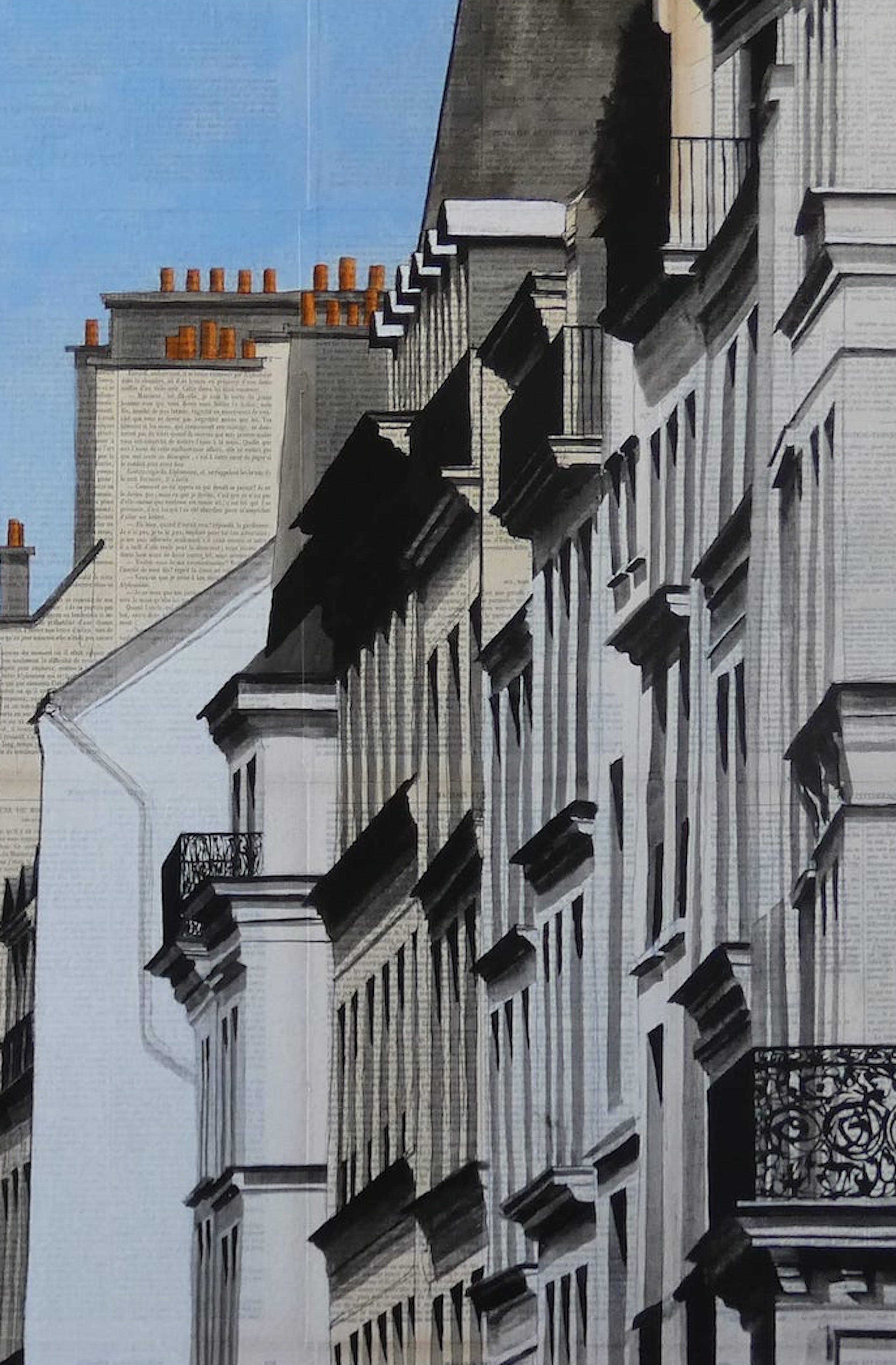 Triangles by Guillaume Chansarel - Urban landscape painting, Paris, city, roofs For Sale 1