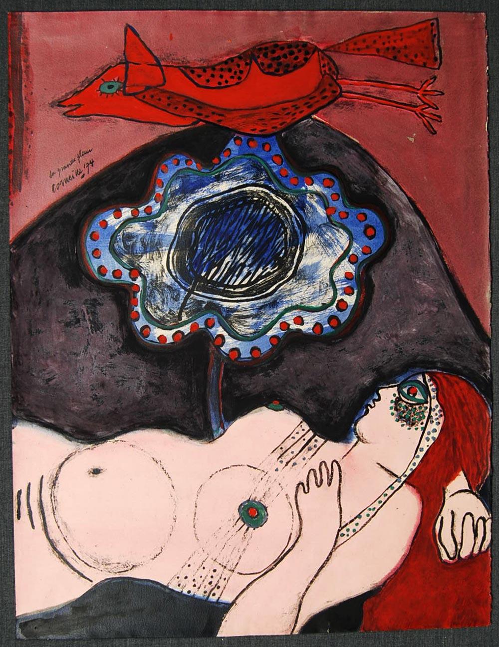 Guillaume Corneille Figurative Painting - “Le Gran Fleur”, 1974