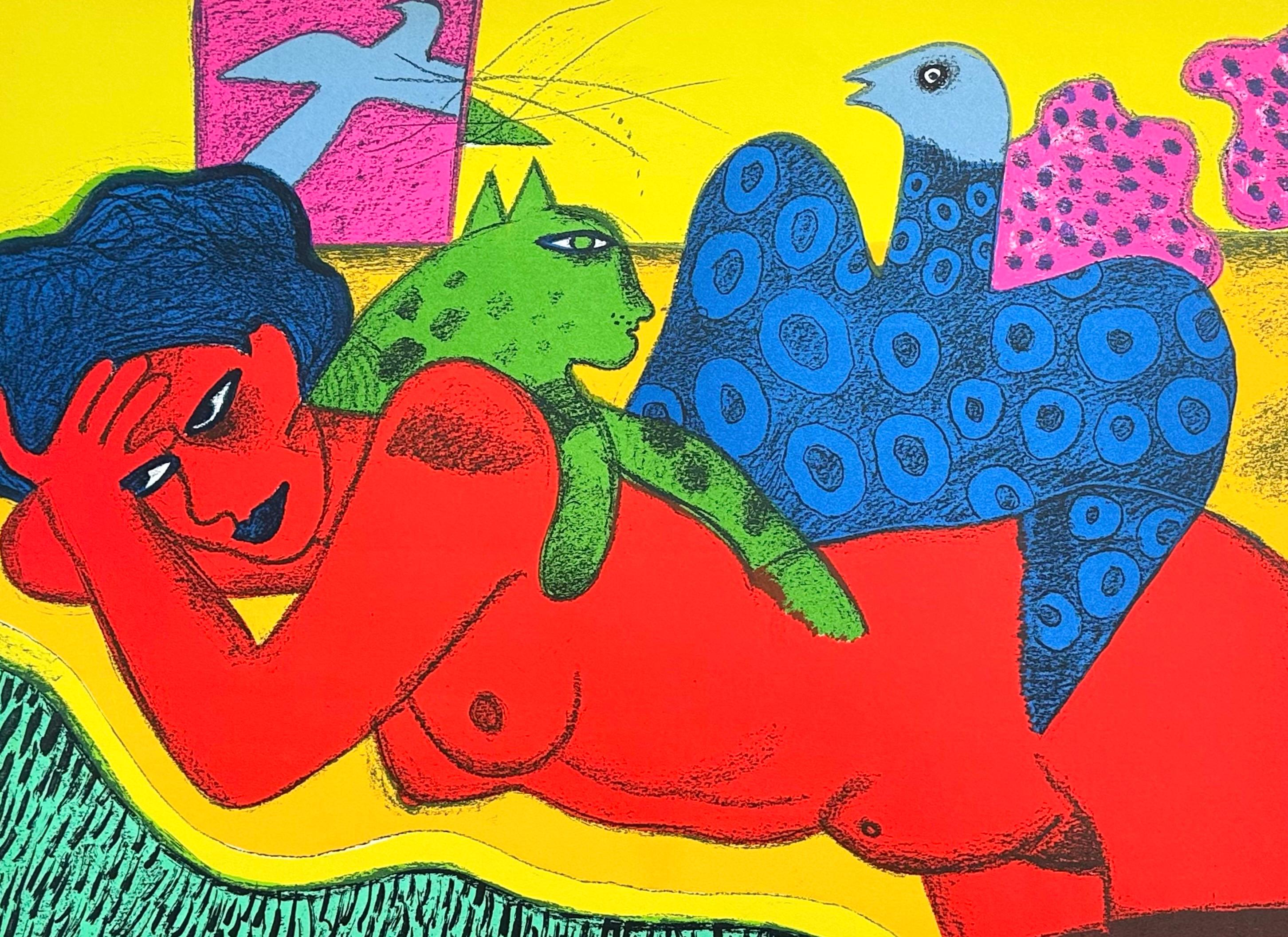 CORNEILLE GUILLAUME,  Femme rouge, 1988 - Print de Guillaume Corneille