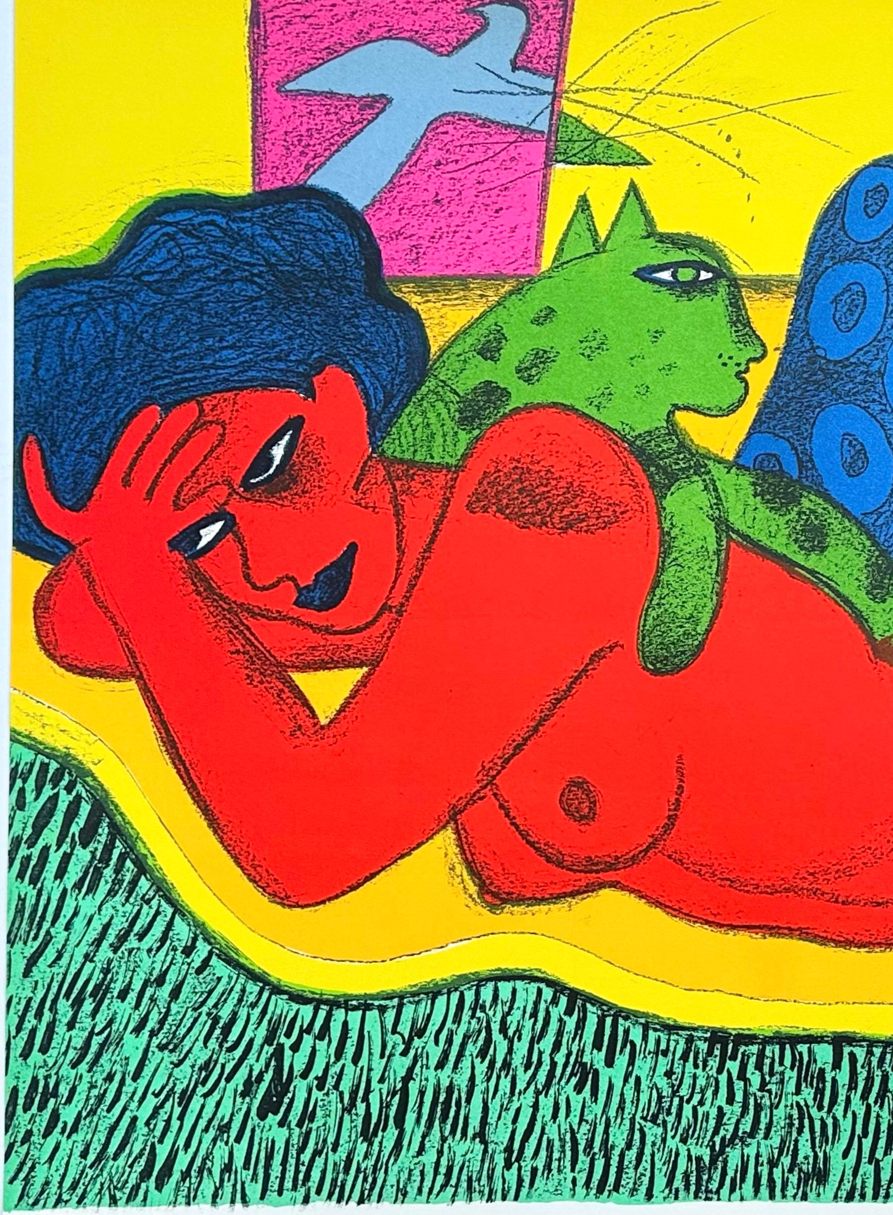 CORNEILLE GUILLAUME,  Femme rouge, 1988 - Print Expresionista de Guillaume Corneille