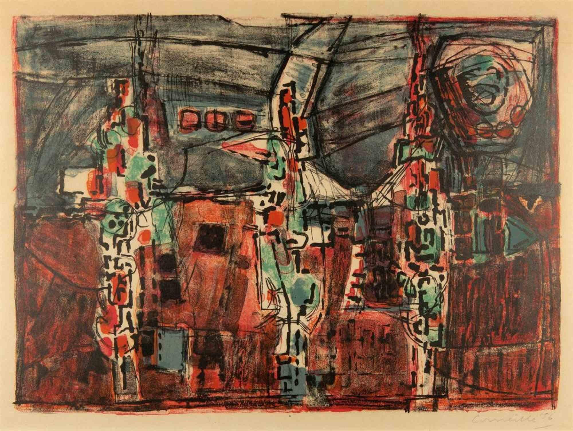 Piège  - Original Lithograph by Guillaume Corneille - 1956