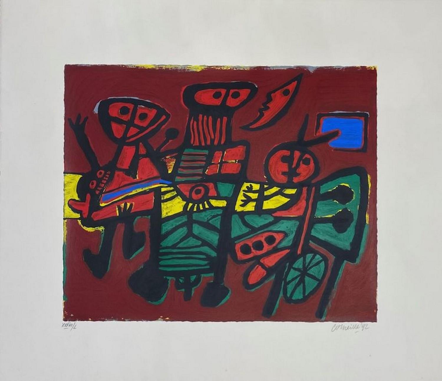 Guillaume Corneille Abstract Print - Tribu 
