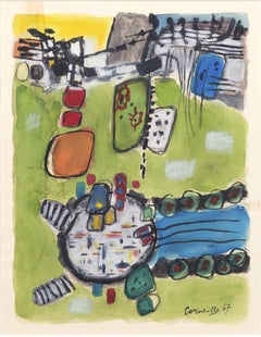 Vintage Untitled, Corneille, 1967 (Abstract Dutch modernist painting in bright colors)