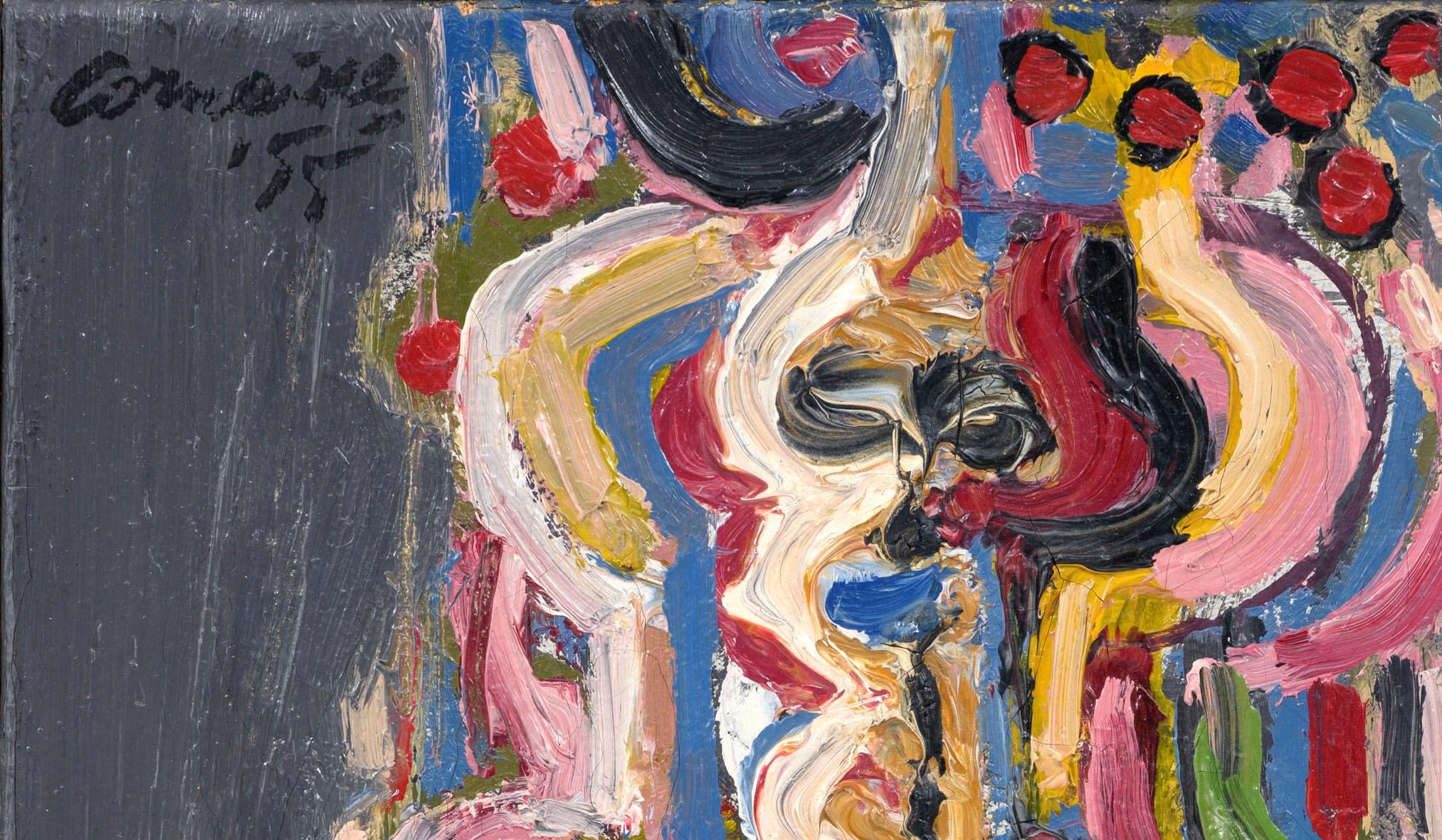 Corneille
Corps Nu et Rose (Nude and Pink Body)
1955
oil on canvas
32.2 x 24.4 cm
Signed verso

Desctiption:
Guillaume Cornelius Beverloo, better known by his French pseudonym Corneille, was a Dutch painter and graphic artist best known for his