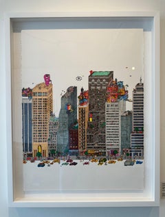 Rooftop Favelas, un'illustrazione di Guillaume Cornet in cornice bianca