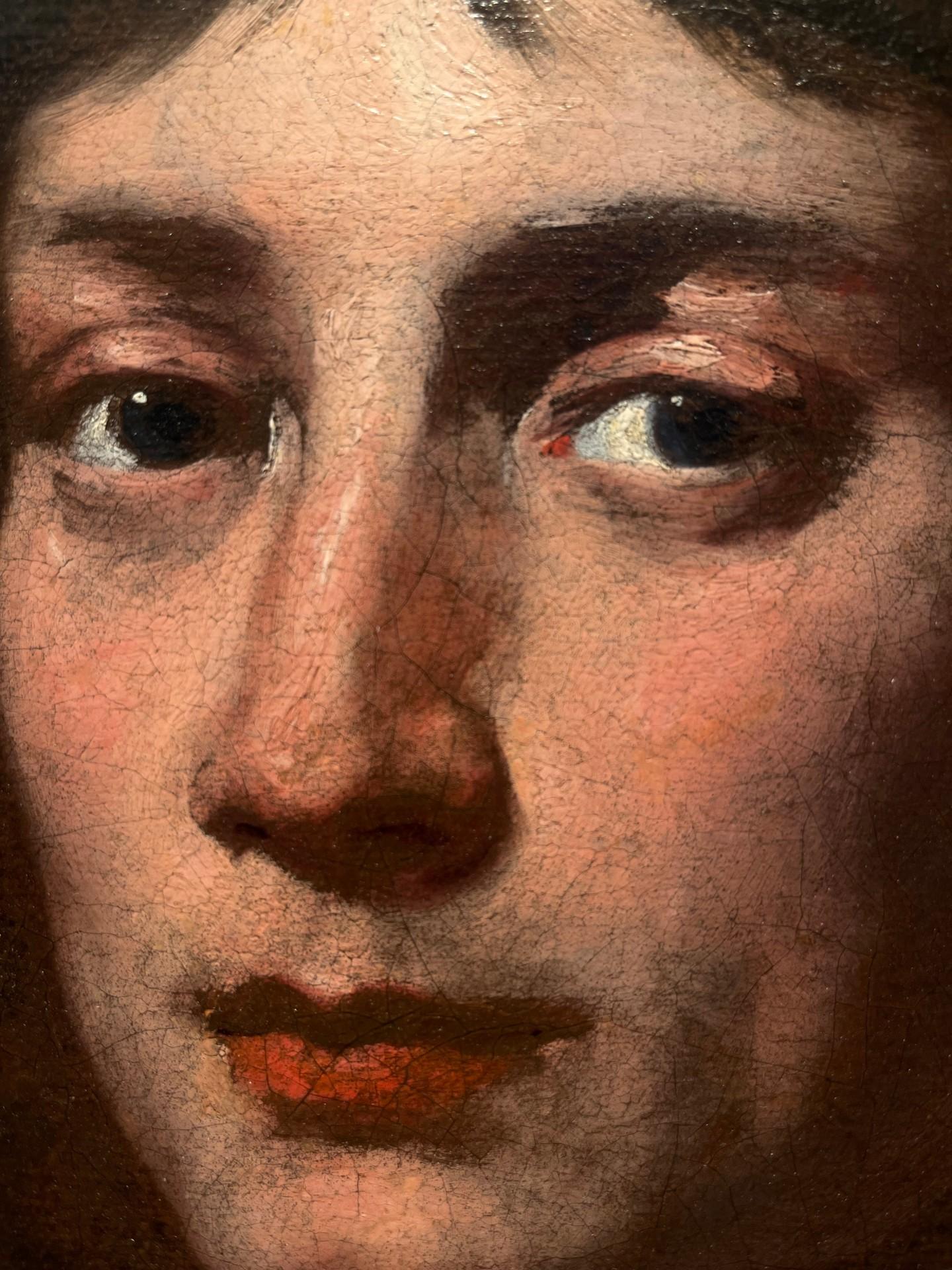 Portrait d'un jeune homme - Noir Portrait Painting par Guillaume Courtois known as 'il Borgognone' (Saint Hippolyte 1626 - Rome 1679)