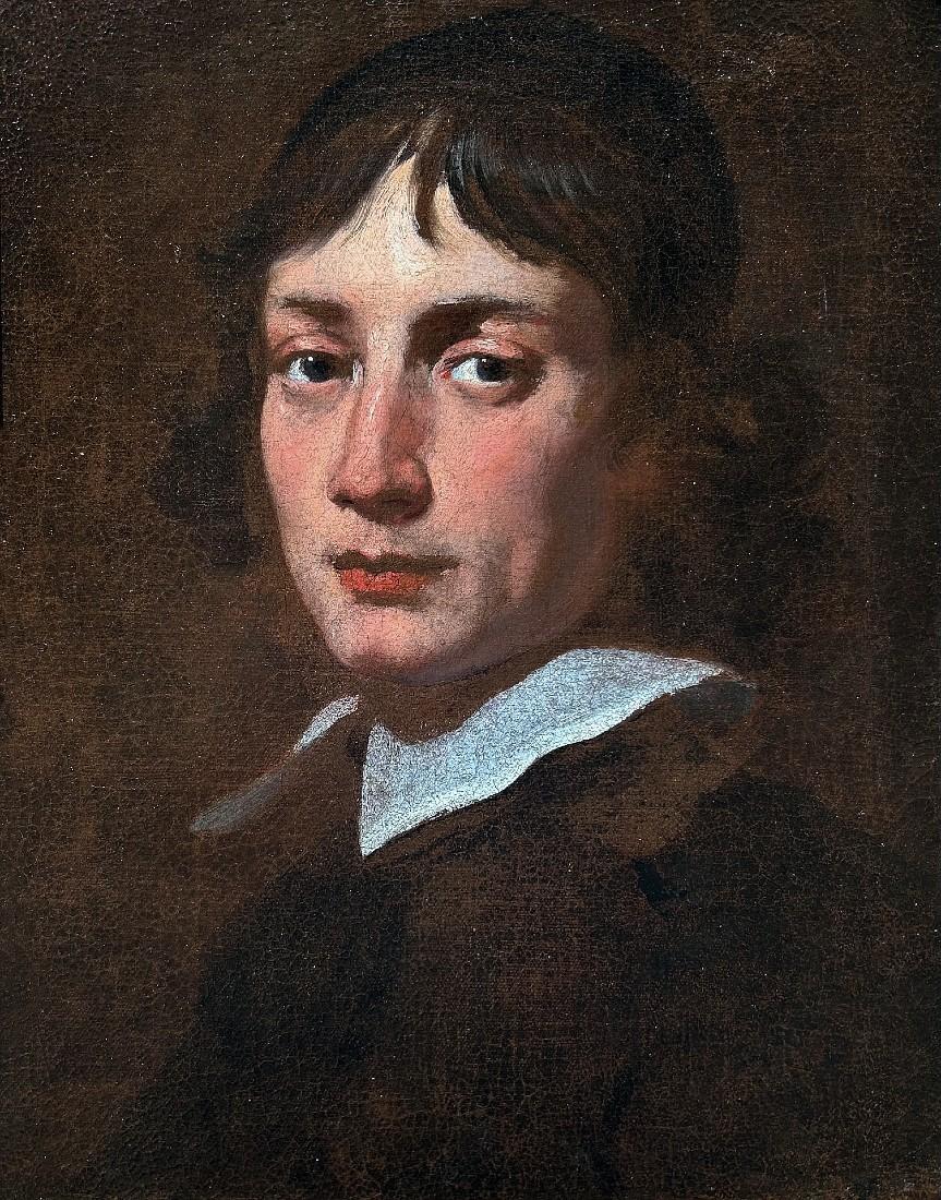 Porträt eines jungen Mannes – Painting von Guillaume Courtois known as 'il Borgognone' (Saint Hippolyte 1626 - Rome 1679)