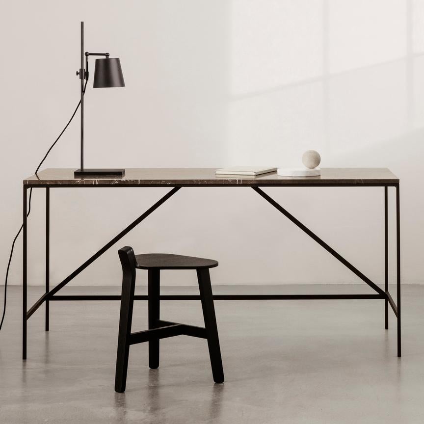 Guillaume Delvigne 'Bronco' Black Lacquered Wood Stool In New Condition In Barcelona, Barcelona