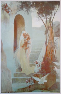 Peace : Maternity with a Dove - Original Lithograph 1899